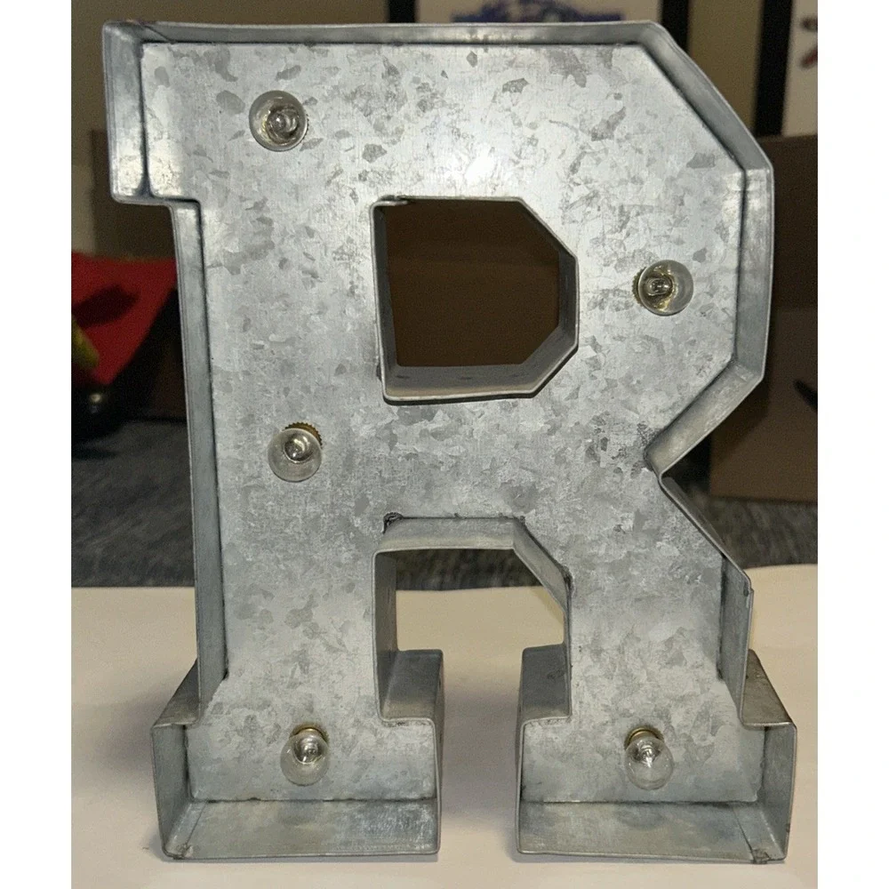 B-A-R Marquee Letter Light Signs Made of Galvanized Metal Industrial Style